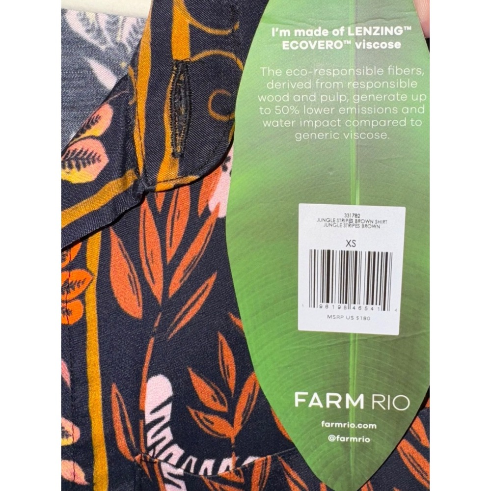 Farm Rio NWT Womens tiger XS Button Shirt Tropical Boho Resort Top tropical bold - Picture 3 of 6